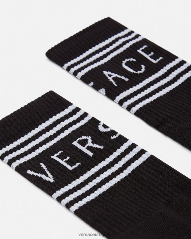Versace calcetines con logo vintage años 90 mujer negro ropa interior y ropa de playa H88R0H1102