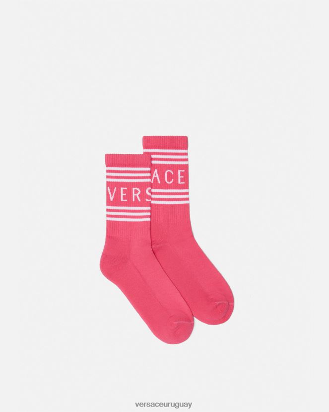 Versace calcetines con logo vintage años 90 mujer rosa ropa interior y ropa de playa H88R0H1098