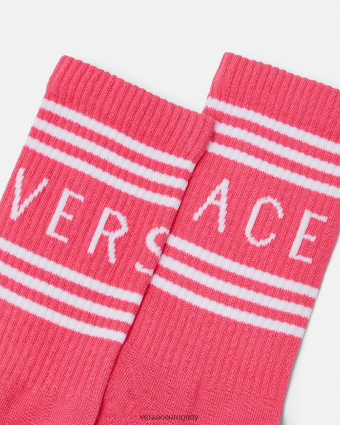 Versace calcetines con logo vintage años 90 mujer rosa ropa interior y ropa de playa H88R0H1098