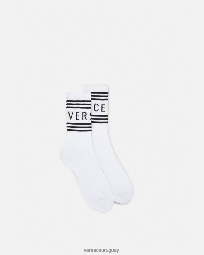 Versace calcetines con logo vintage mujer blanco ropa interior y ropa de playa H88R0H1100