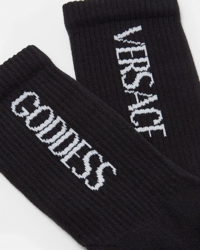 Versace calcetines de diosa mujer negro ropa interior y ropa de playa H88R0H1110