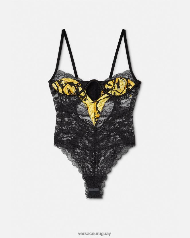 Versace body de encaje barroco mujer negro ropa interior y ropa de playa H88R0H1069