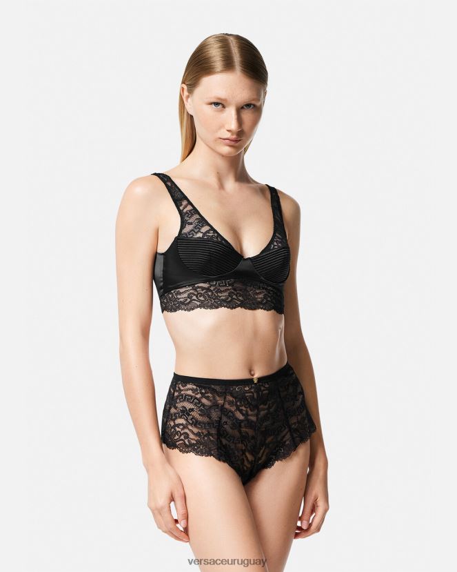 Versace braguitas de encaje barroco mujer negro ropa interior y ropa de playa H88R0H1067