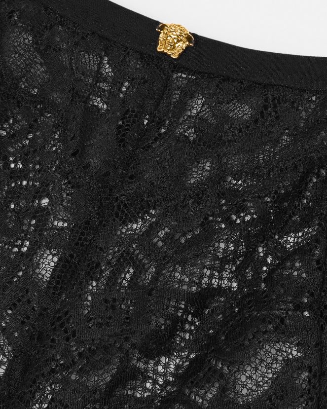 Versace braguitas de encaje barroco mujer negro ropa interior y ropa de playa H88R0H1067