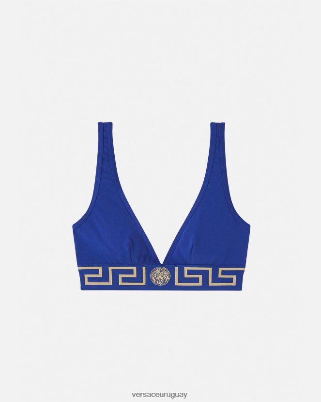 Versace bralette con borde de greca mujer azul ropa interior y ropa de playa H88R0H1045