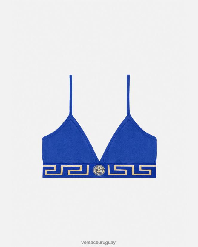 Versace bralette con borde de greca mujer azul ropa interior y ropa de playa H88R0H1046