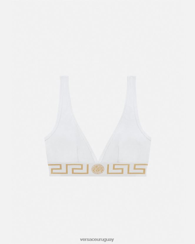Versace bralette con borde de greca mujer blanco ropa interior y ropa de playa H88R0H1042