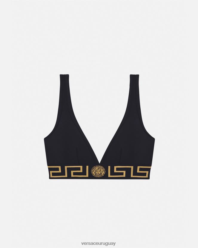 Versace bralette con borde de greca mujer negro ropa interior y ropa de playa H88R0H1043