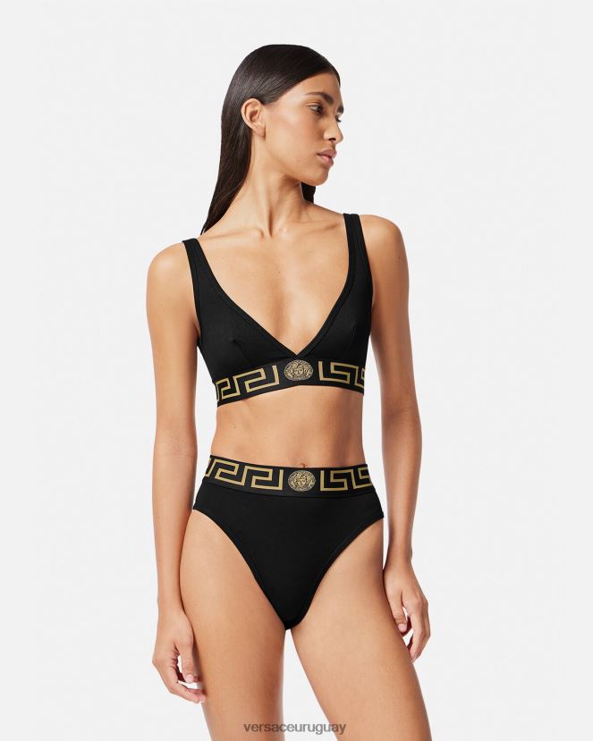 Versace bralette con borde de greca mujer negro ropa interior y ropa de playa H88R0H1043