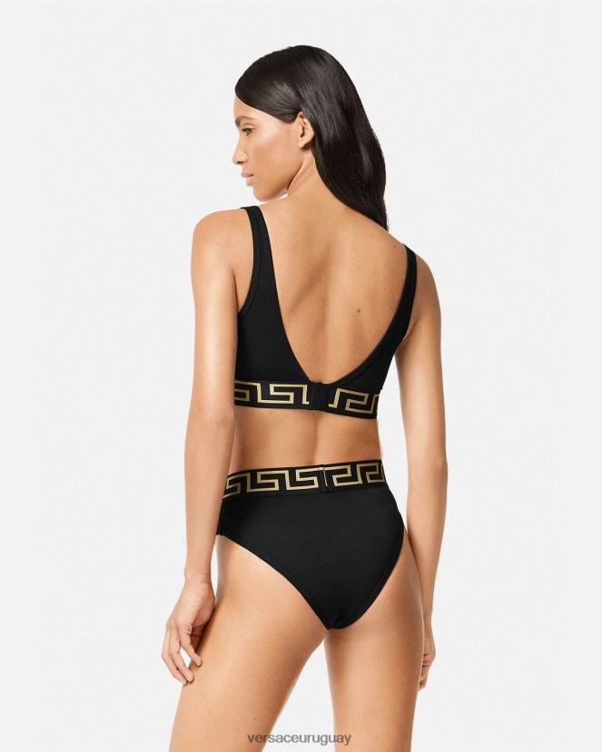 Versace bralette con borde de greca mujer negro ropa interior y ropa de playa H88R0H1043