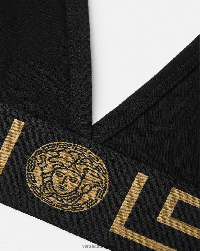 Versace bralette con borde de greca mujer negro ropa interior y ropa de playa H88R0H1043