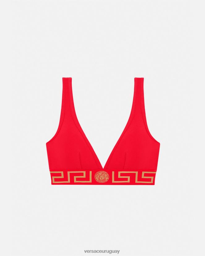 Versace bralette con borde de greca mujer rojo ropa interior y ropa de playa H88R0H1041