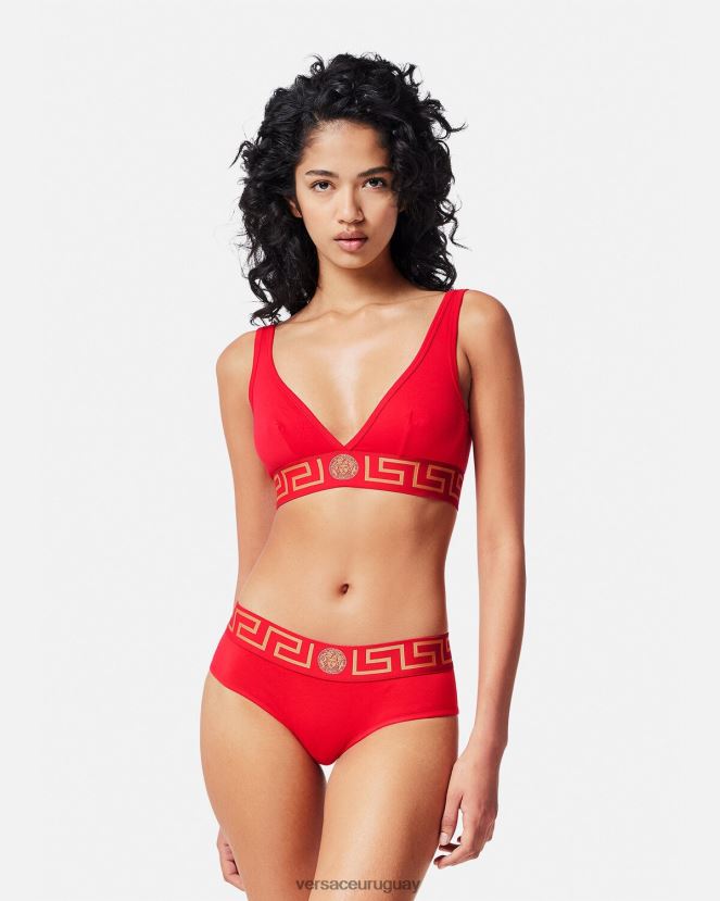 Versace bralette con borde de greca mujer rojo ropa interior y ropa de playa H88R0H1041