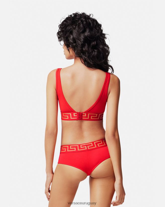 Versace bralette con borde de greca mujer rojo ropa interior y ropa de playa H88R0H1041