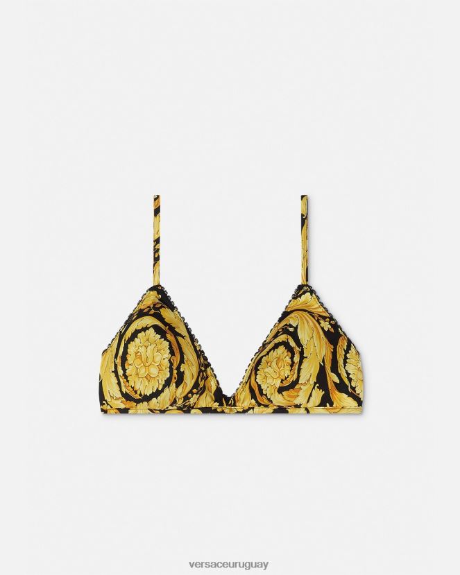 Versace bralette de seda con estampado barroco mujer imprimir ropa interior y ropa de playa H88R0H1070