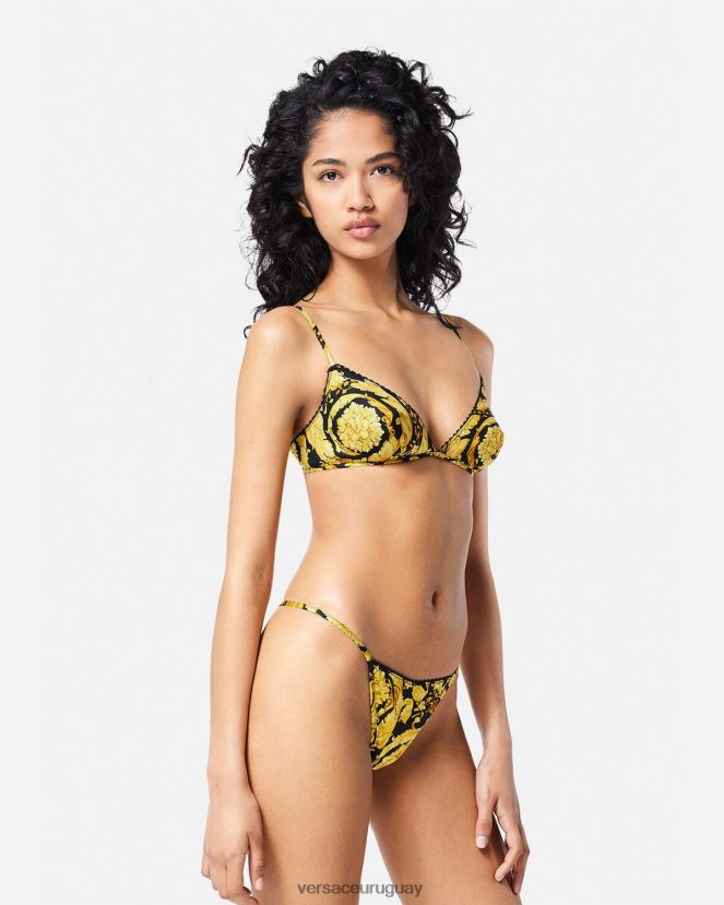 Versace bralette de seda con estampado barroco mujer imprimir ropa interior y ropa de playa H88R0H1070