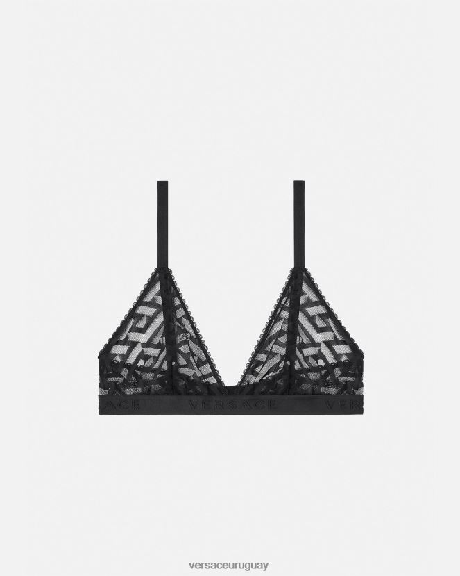 Versace bralette de tul la greca mujer negro ropa interior y ropa de playa H88R0H1073