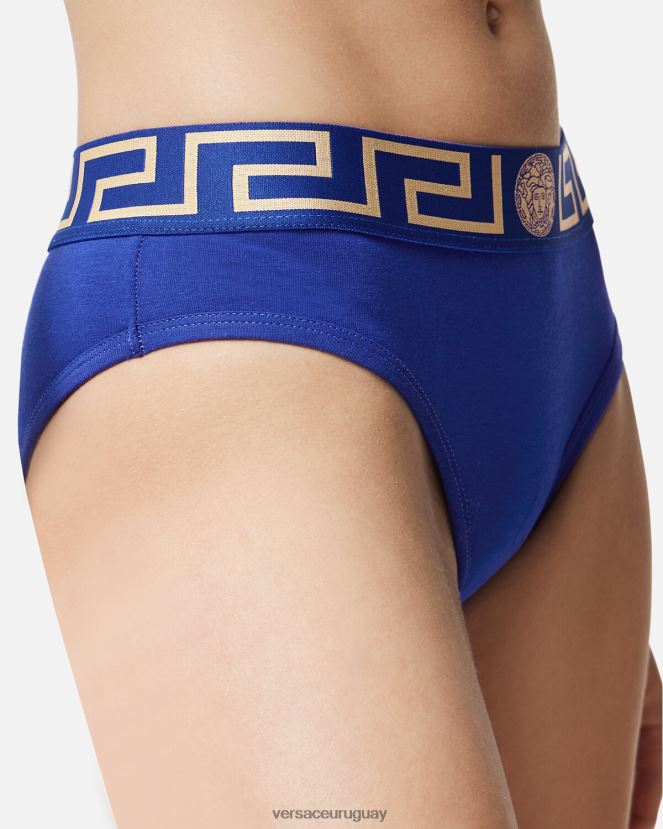 Versace calzoncillos con borde de greca mujer azul ropa interior y ropa de playa H88R0H1061