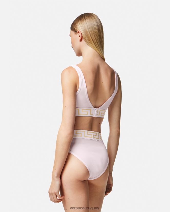 Versace calzoncillos de pernera alta con borde de Greca mujer Rosa claro ropa interior y ropa de playa H88R0H1057