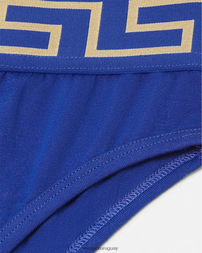 Versace calzoncillos de pernera alta con borde de Greca mujer azul ropa interior y ropa de playa H88R0H1058