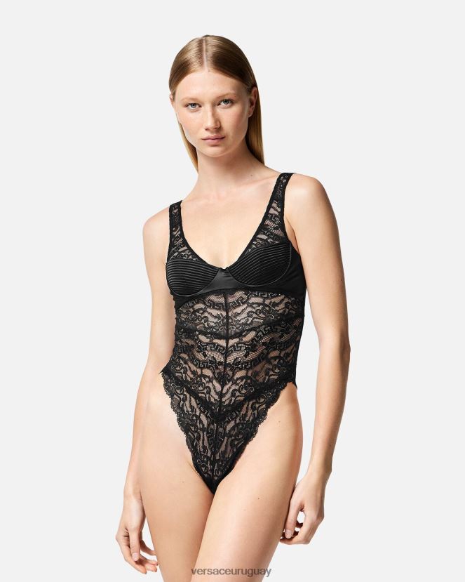 Versace mono de encaje mujer negro ropa interior y ropa de playa H88R0H1068