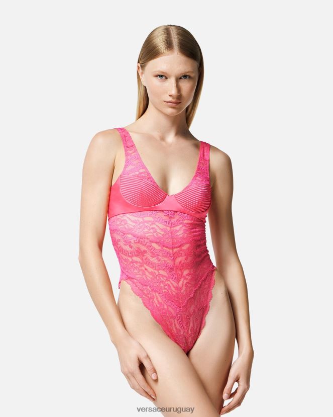 Versace mono de encaje mujer rosa ropa interior y ropa de playa H88R0H1079