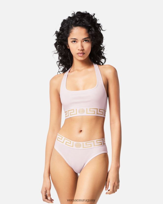 Versace sujetador deportivo con borde de greca mujer Rosa claro ropa interior y ropa de playa H88R0H1039