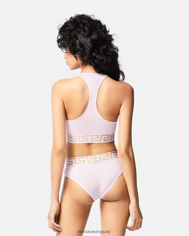 Versace sujetador deportivo con borde de greca mujer Rosa claro ropa interior y ropa de playa H88R0H1039