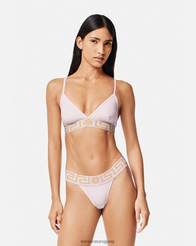 Versace tanga con borde de greca mujer Rosa claro ropa interior y ropa de playa H88R0H1052