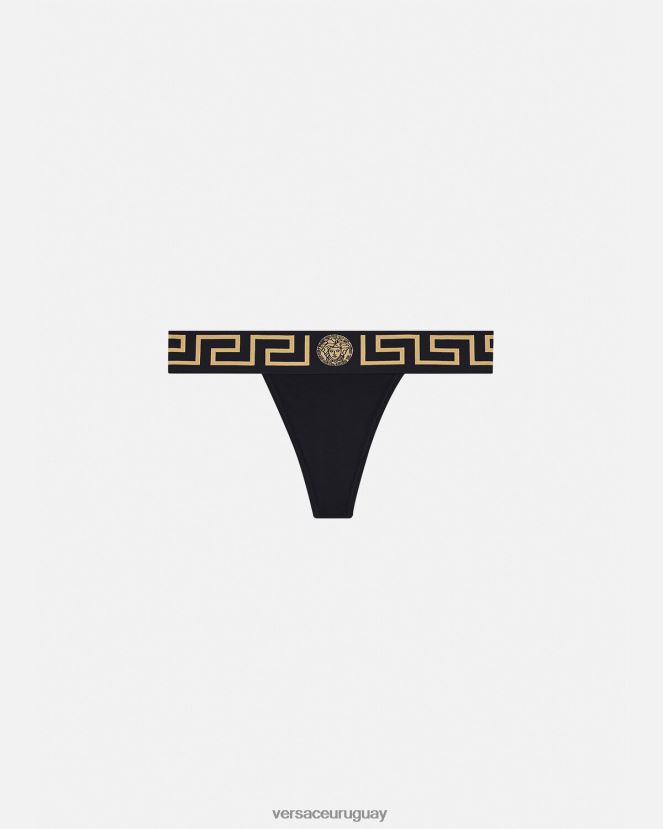 Versace tanga con borde de greca mujer negro ropa interior y ropa de playa H88R0H1051