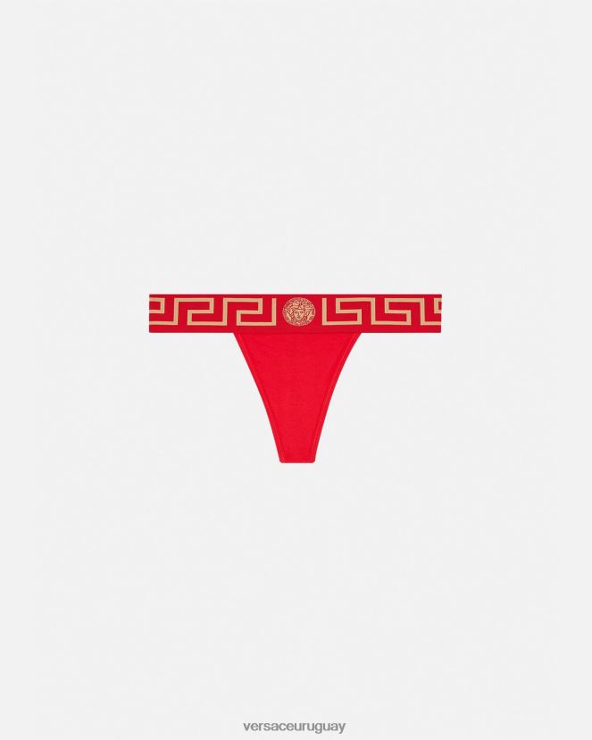 Versace tanga con borde de greca mujer rojo ropa interior y ropa de playa H88R0H1050