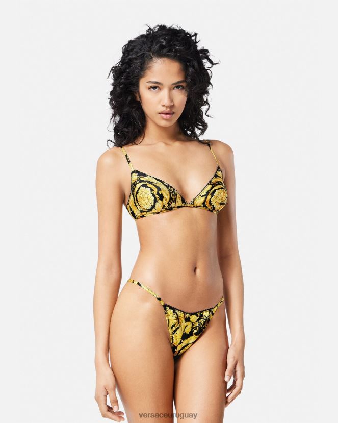 Versace tanga de seda con estampado barroco mujer imprimir ropa interior y ropa de playa H88R0H1071