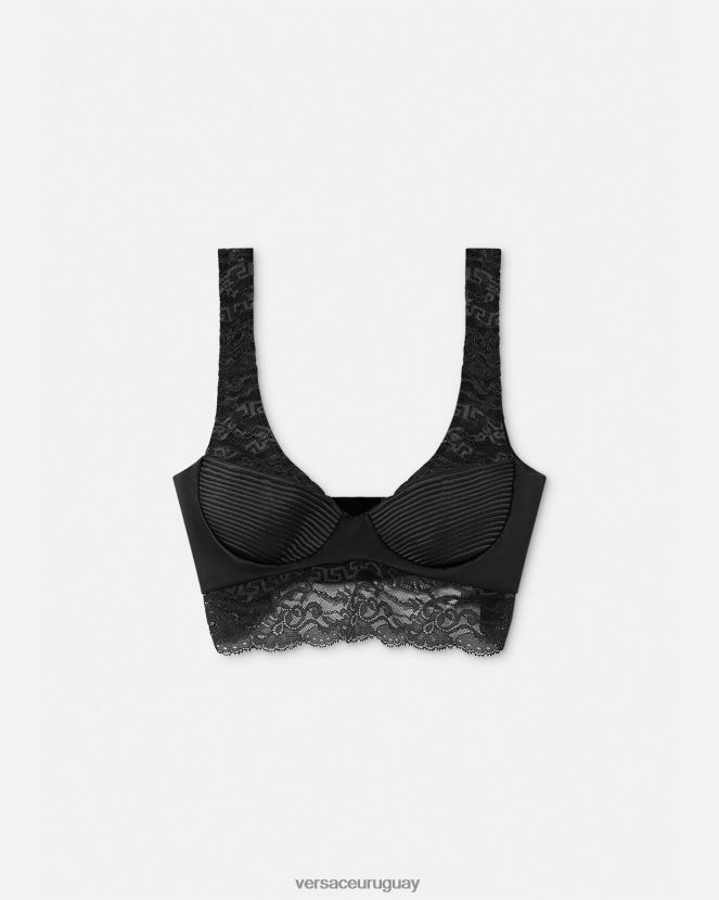 Versace top bralette de encaje mujer negro ropa interior y ropa de playa H88R0H1065