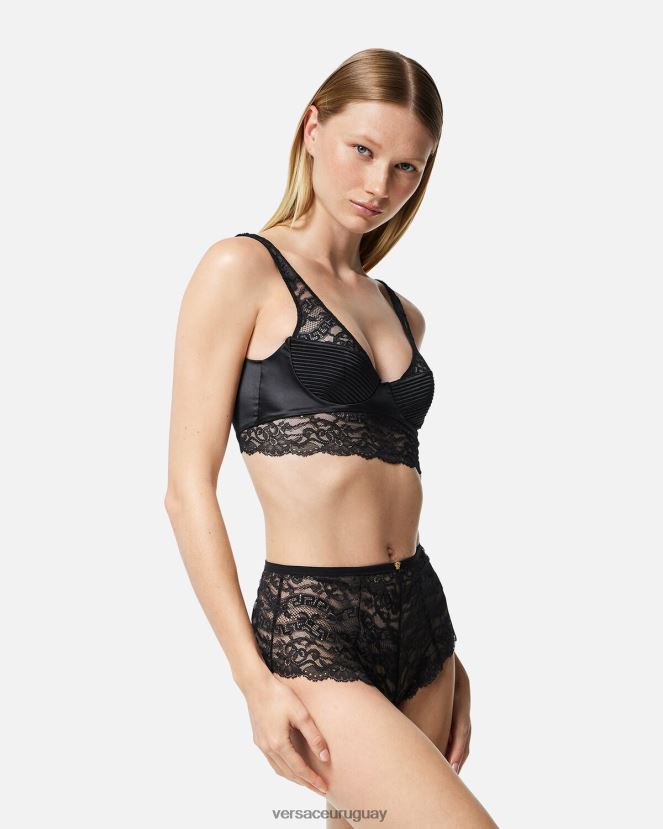 Versace top bralette de encaje mujer negro ropa interior y ropa de playa H88R0H1065