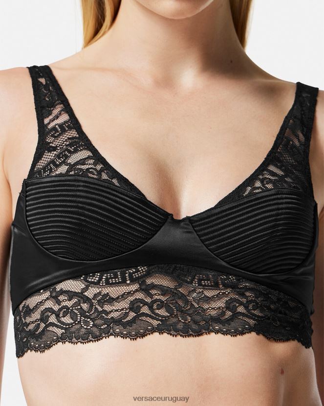 Versace top bralette de encaje mujer negro ropa interior y ropa de playa H88R0H1065
