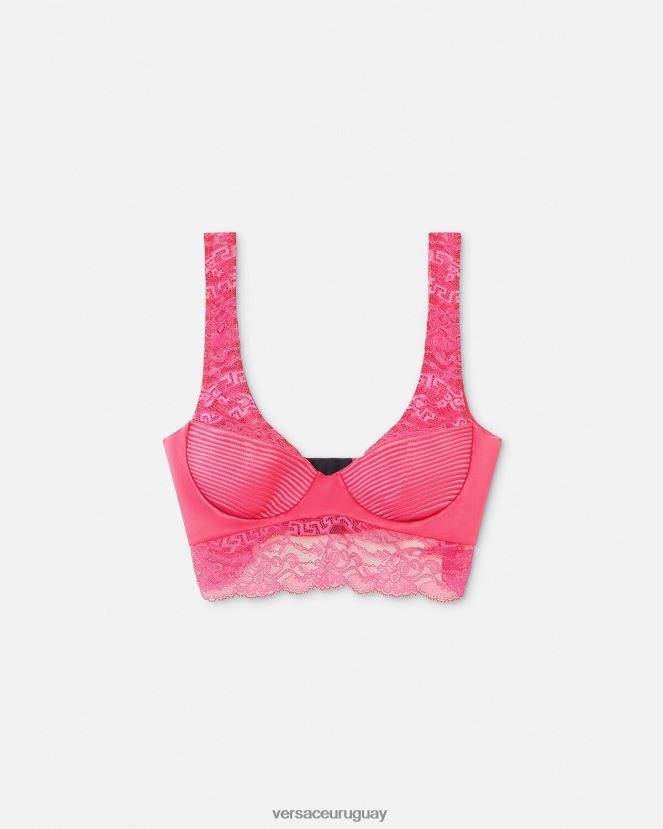 Versace top bralette de encaje mujer rosa ropa interior y ropa de playa H88R0H1077