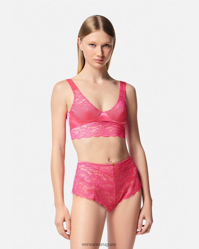 Versace top bralette de encaje mujer rosa ropa interior y ropa de playa H88R0H1077