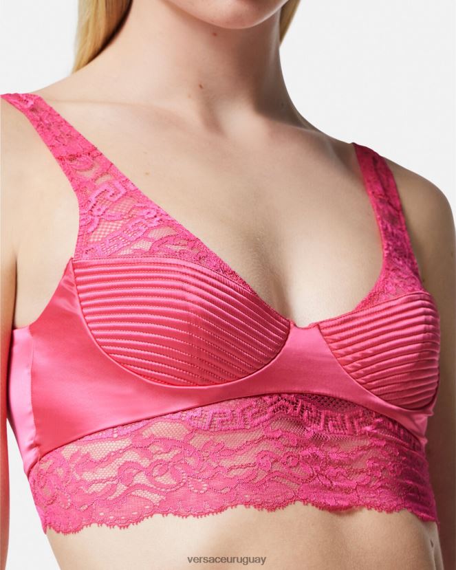 Versace top bralette de encaje mujer rosa ropa interior y ropa de playa H88R0H1077