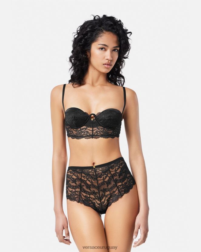 Versace top bustier de encaje barroco mujer negro ropa interior y ropa de playa H88R0H1066