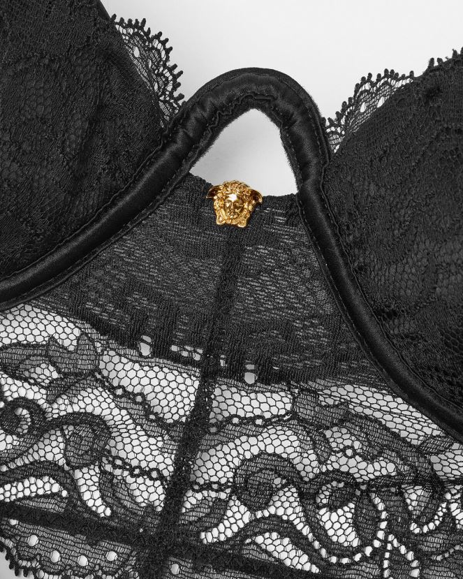 Versace top bustier de encaje barroco mujer negro ropa interior y ropa de playa H88R0H1066