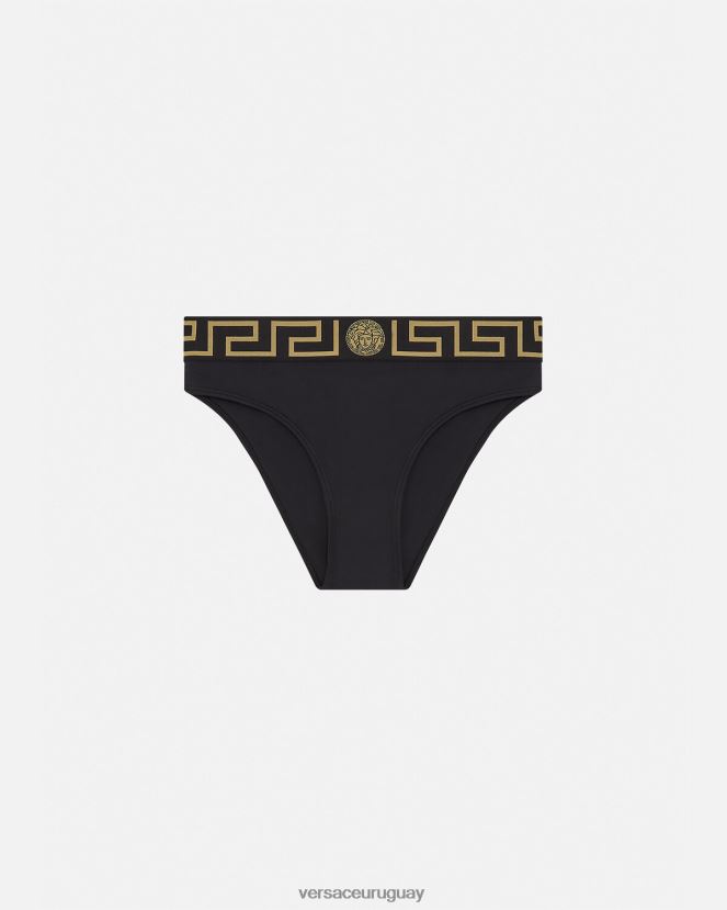 Versace braguitas de bikini con borde de greca mujer negro ropa interior y ropa de playa H88R0H1156