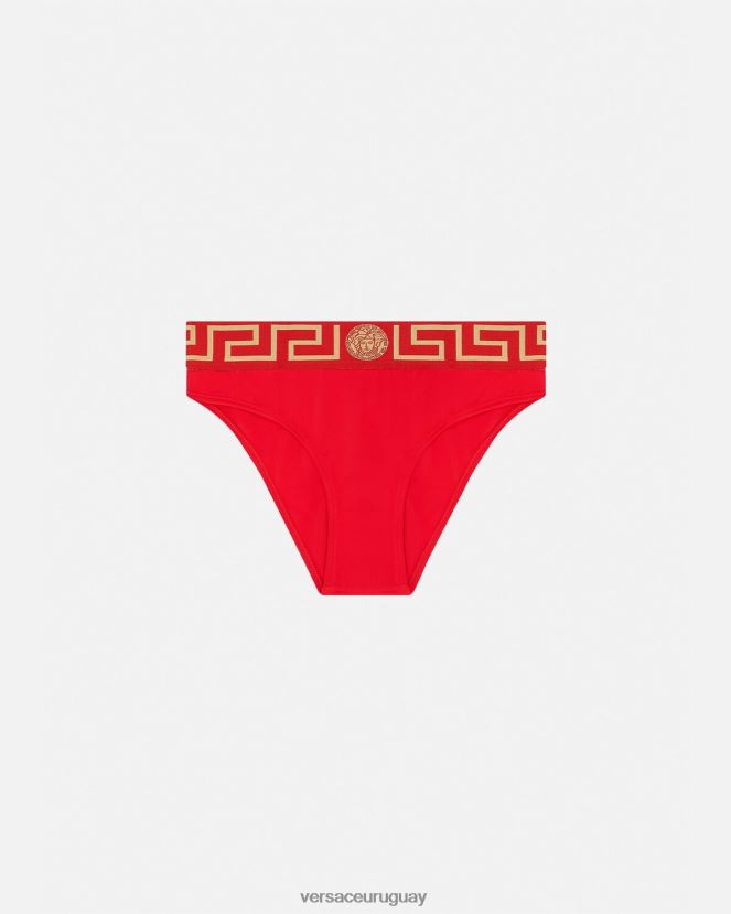 Versace braguitas de bikini con borde de greca mujer rojo ropa interior y ropa de playa H88R0H1155