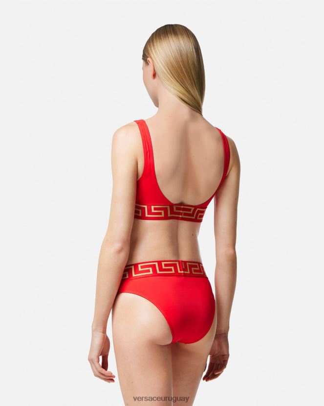 Versace braguitas de bikini con borde de greca mujer rojo ropa interior y ropa de playa H88R0H1155