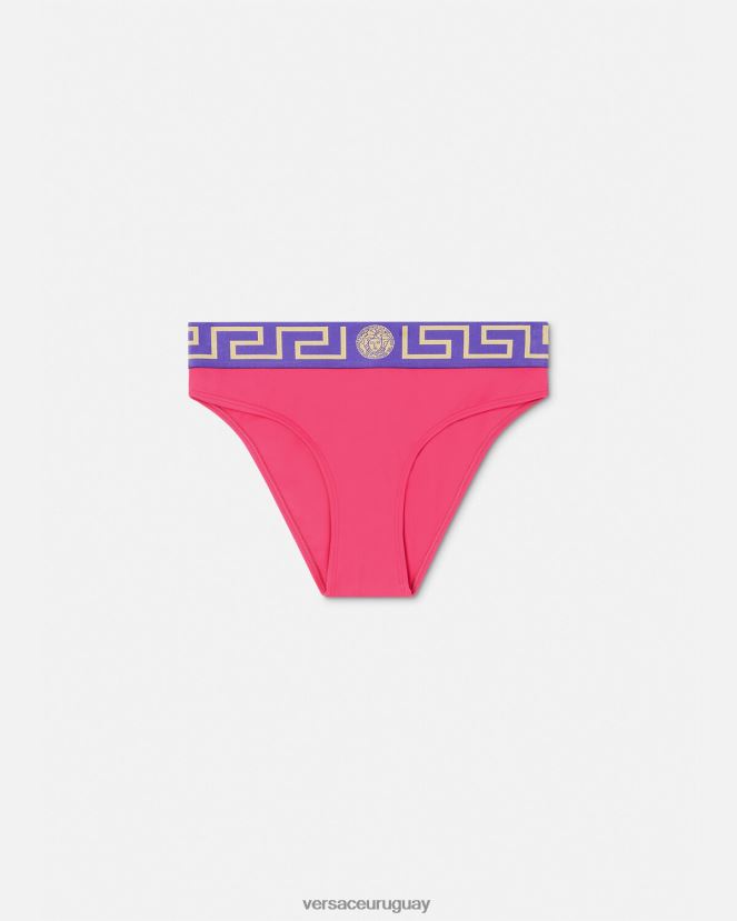 Versace braguitas de bikini con borde de greca mujer rosa y lila ropa interior y ropa de playa H88R0H1177