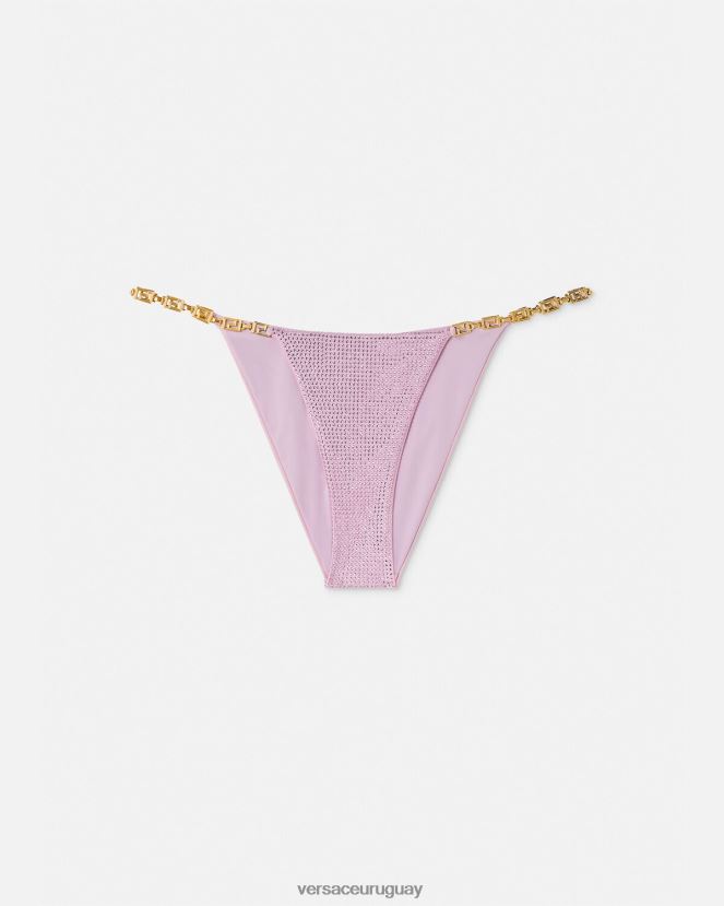 Versace braguitas de bikini con greca de cristal mujer rosa ropa interior y ropa de playa H88R0H1126