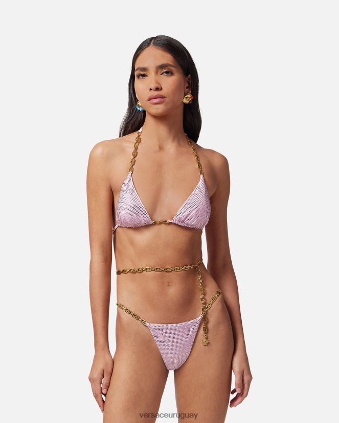 Versace braguitas de bikini con greca de cristal mujer rosa ropa interior y ropa de playa H88R0H1126