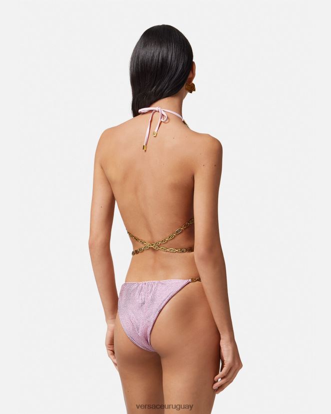 Versace braguitas de bikini con greca de cristal mujer rosa ropa interior y ropa de playa H88R0H1126