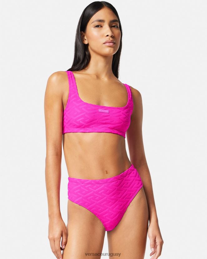 Versace braguitas de bikini de cintura alta la greca mujer fucsia ropa interior y ropa de playa H88R0H1183
