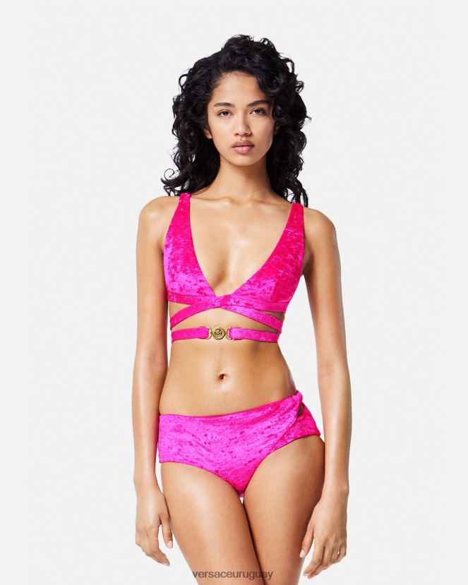 Versace braguitas de bikini de terciopelo enrolladas mujer fucsia ropa interior y ropa de playa H88R0H1174