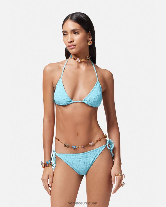 Versace braguitas de bikini de toalla mujer azul claro ropa interior y ropa de playa H88R0H1121